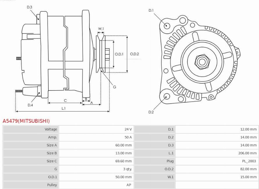 AS-PL A5479(MITSUBISHI) - Генератор avtokuzovplus.com.ua