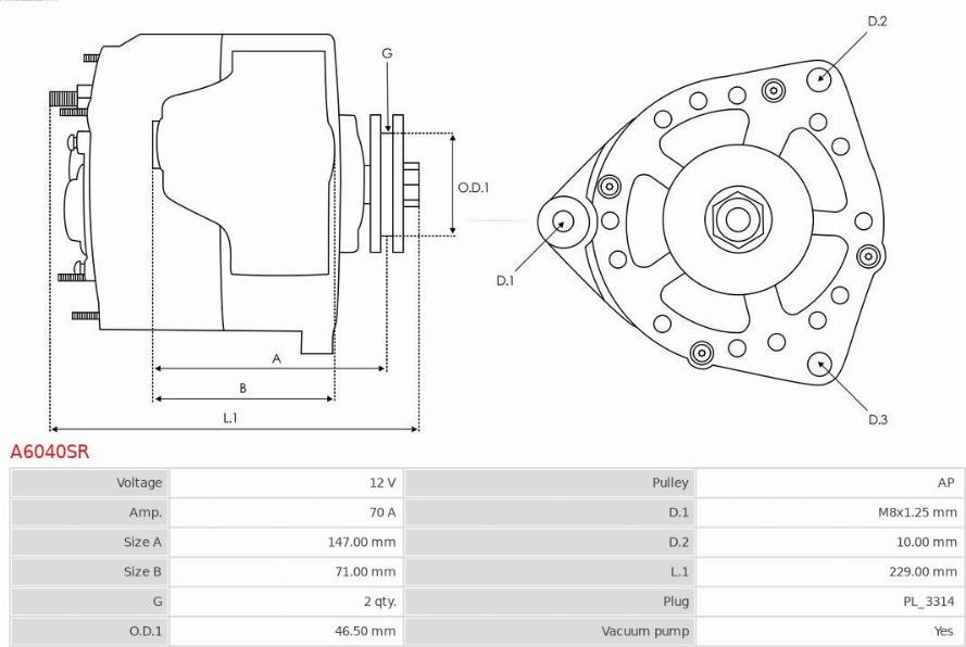 AS-PL A6040SR - Генератор avtokuzovplus.com.ua