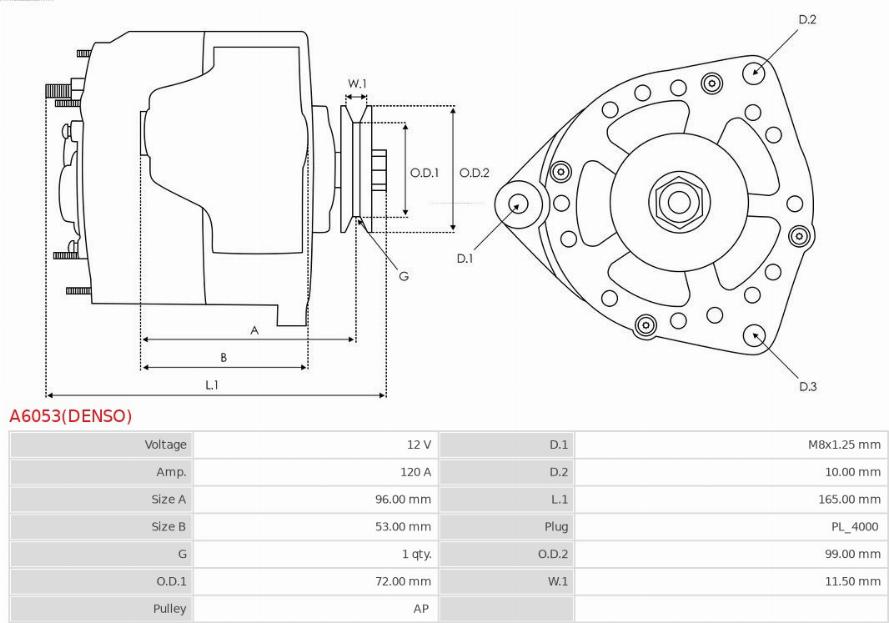 AS-PL A6053(DENSO) - Генератор autodnr.net