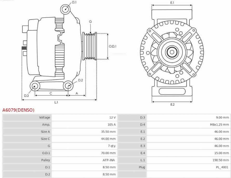 AS-PL A6079(DENSO) - Генератор autocars.com.ua