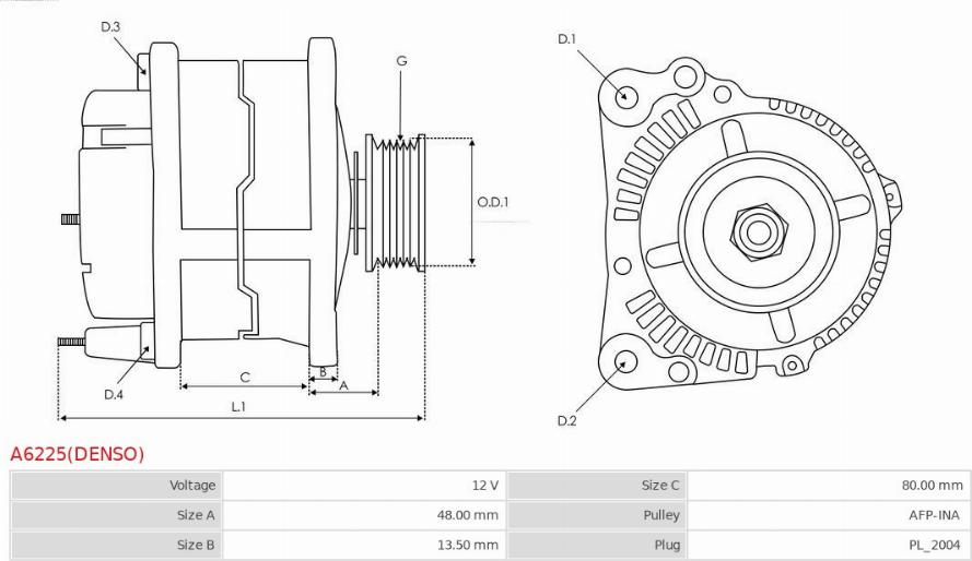 AS-PL A6225(DENSO) - Генератор avtokuzovplus.com.ua