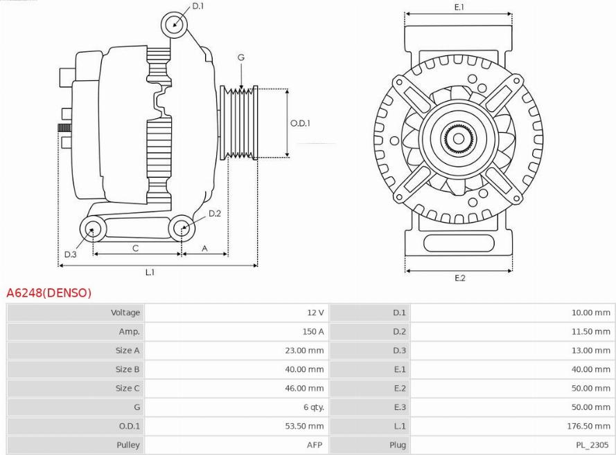 AS-PL A6248(DENSO) - Генератор autocars.com.ua