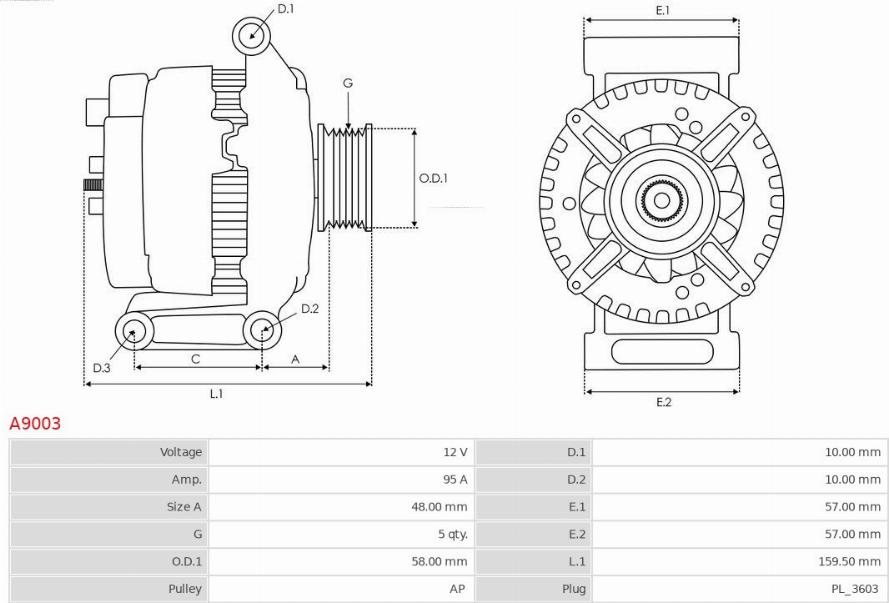 AS-PL A9003 - Генератор avtokuzovplus.com.ua