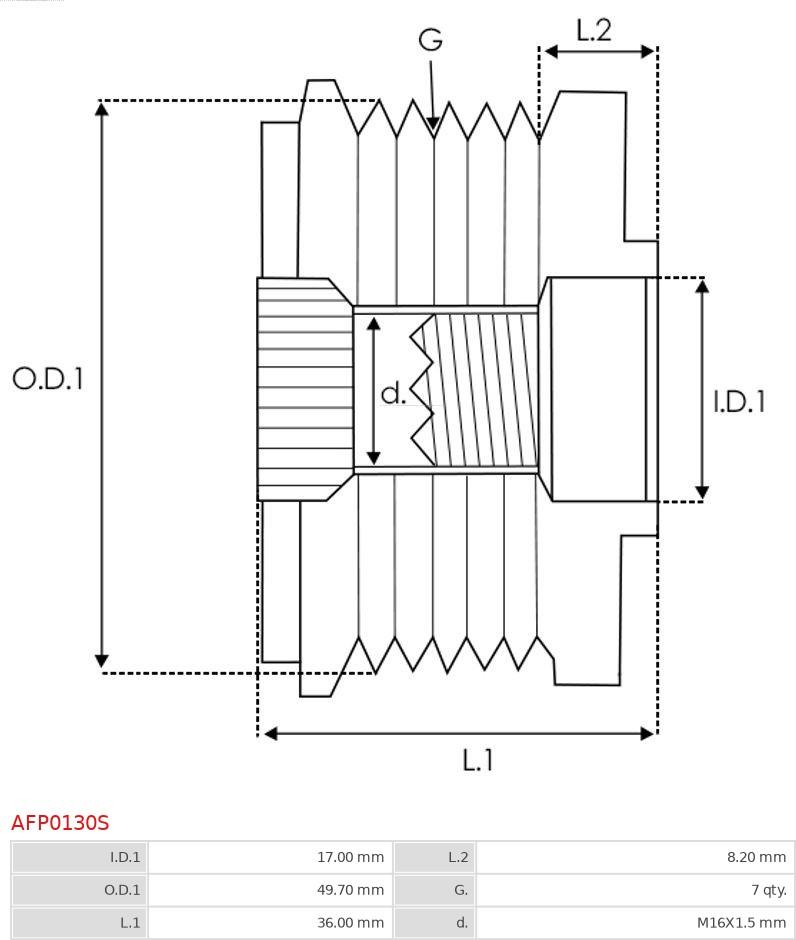 AS-PL AFP0130S - Шкив генератора, муфта avtokuzovplus.com.ua