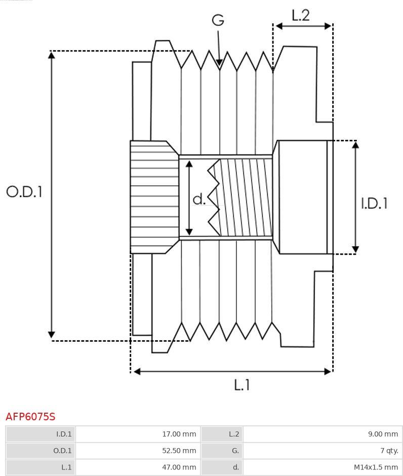 AS-PL AFP6075S - Шкив генератора, муфта autodnr.net