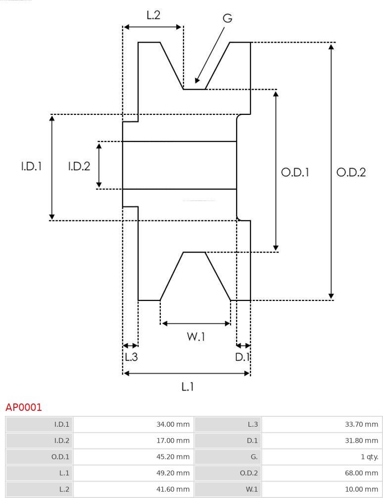 AS-PL AP0001 - Шкив генератора, муфта avtokuzovplus.com.ua