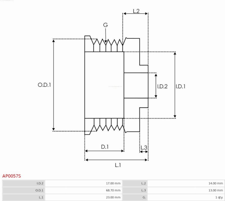 AS-PL AP0057S - Шкив генератора, муфта autodnr.net