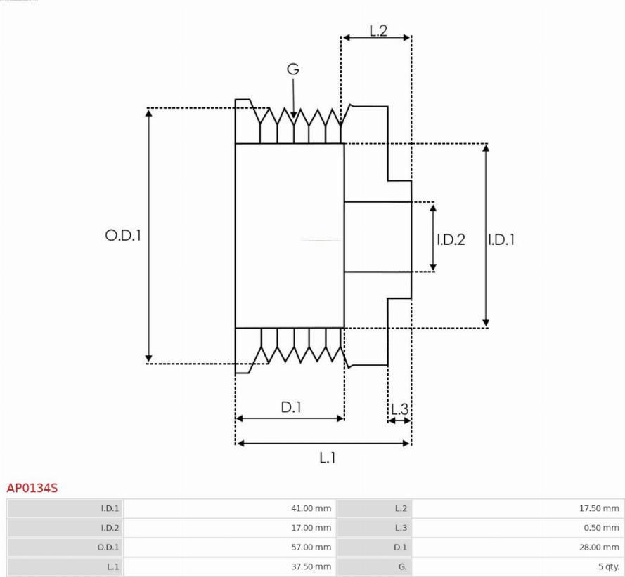 AS-PL AP0134S - Шкив генератора, муфта autodnr.net