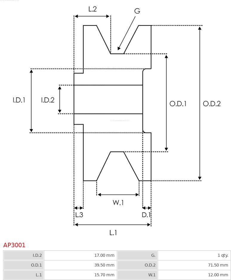 AS-PL AP3001 - Шкив генератора, муфта avtokuzovplus.com.ua