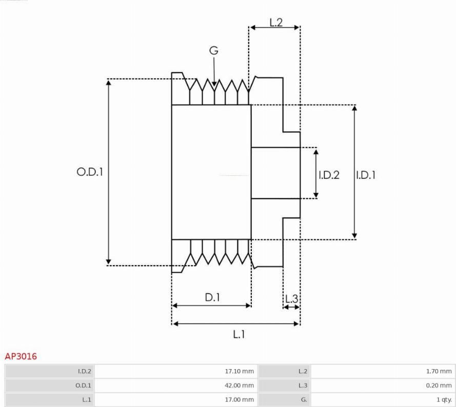 AS-PL AP3016 - Шкив генератора, муфта autodnr.net