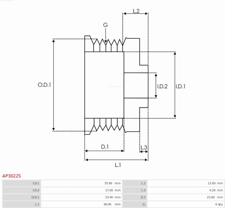 AS-PL AP3022S - Шкив генератора, муфта autodnr.net