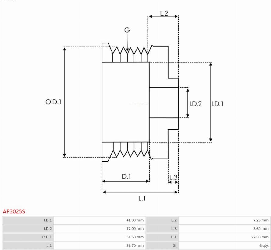 AS-PL AP3025S - Шкив генератора, муфта avtokuzovplus.com.ua