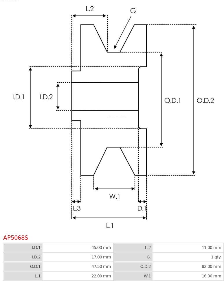 AS-PL AP5068S - Шкив генератора, муфта avtokuzovplus.com.ua