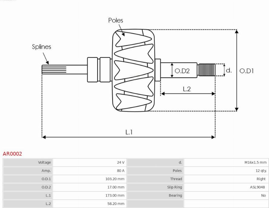 AS-PL AR0002 - Ротор, генератор autodnr.net