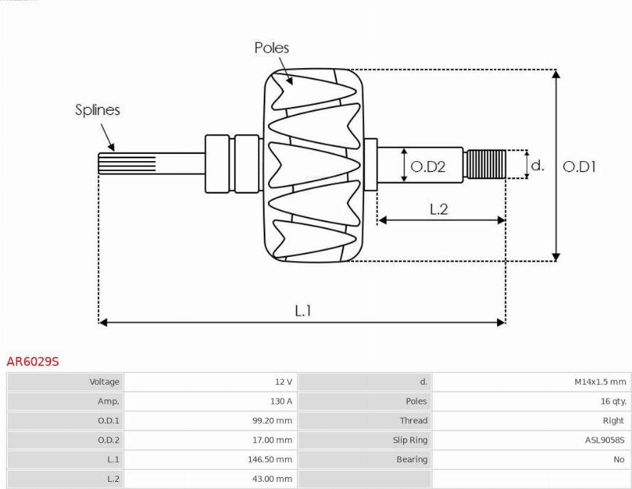 AS-PL AR6029S - Ротор, генератор autodnr.net