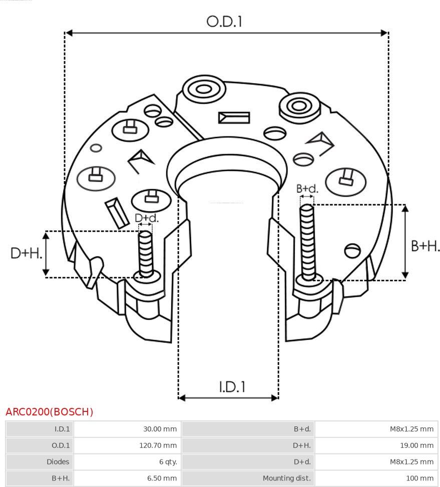 AS-PL ARC0200(BOSCH) - Випрямляч, генератор autocars.com.ua