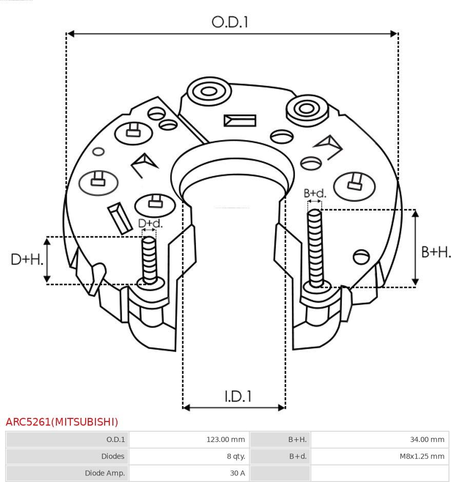 AS-PL ARC5261(MITSUBISHI) - Выпрямитель, генератор avtokuzovplus.com.ua