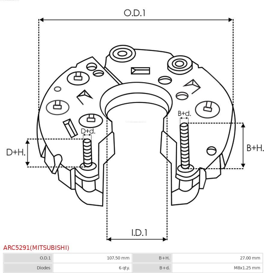 AS-PL ARC5291(MITSUBISHI) - Випрямляч, генератор autocars.com.ua