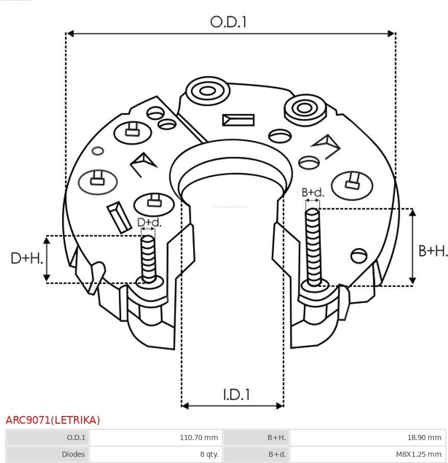 AS-PL ARC9071(LETRIKA) - Выпрямитель, генератор avtokuzovplus.com.ua