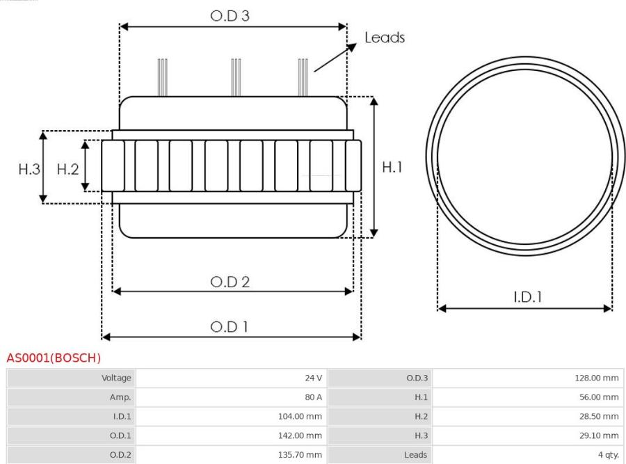 AS-PL AS0001(BOSCH) - Статор, генератор autodnr.net