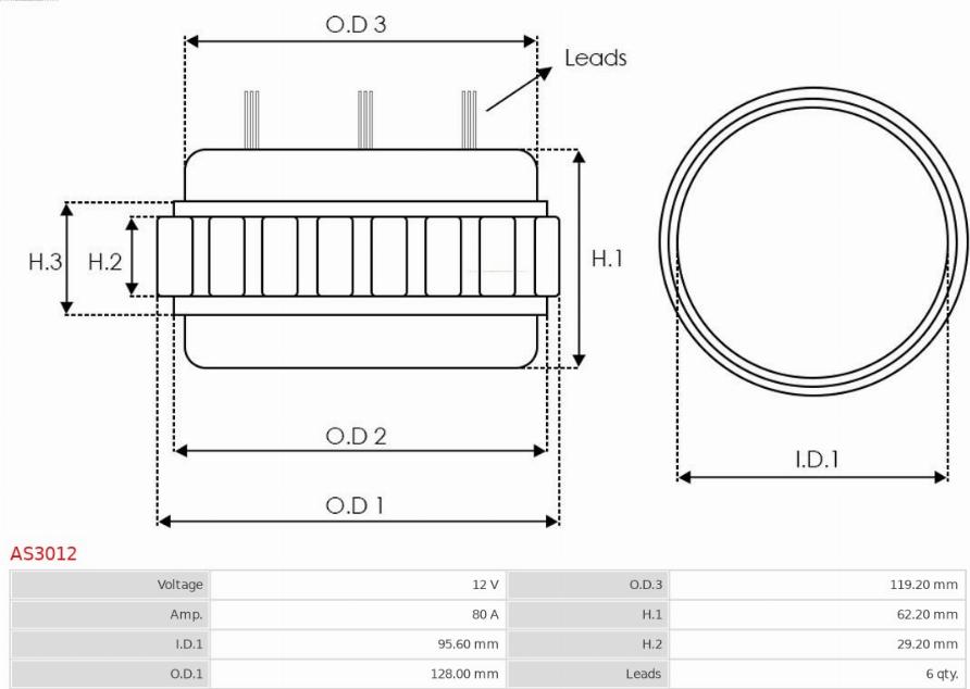 AS-PL AS3012 - Статор, генератор avtokuzovplus.com.ua