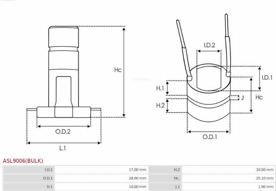 AS-PL ASL9006(BULK) - Контактна кільце, генератор autocars.com.ua