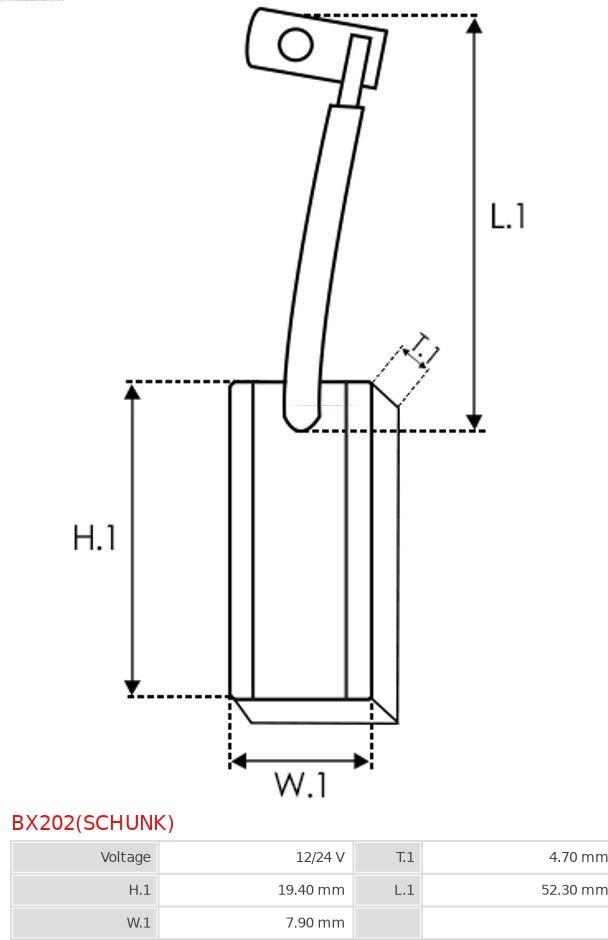 AS-PL BX202(SCHUNK) - Вугільна щітка, генератор autocars.com.ua