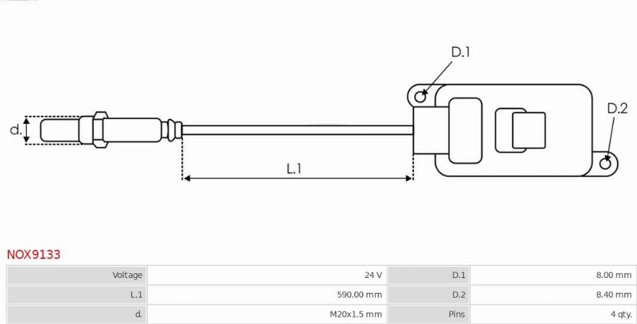 AS-PL NOX9133 - NOx-датчик, впорскування карбаміду autocars.com.ua