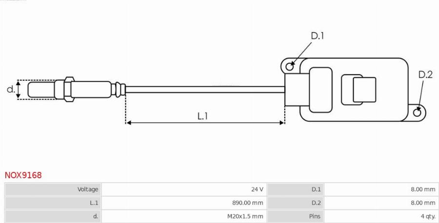 AS-PL NOX9168 - NOx-датчик, впорскування карбаміду autocars.com.ua