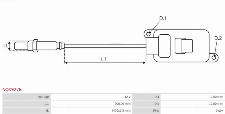 AS-PL NOX9276 - NOx-датчик, впорскування карбаміду autocars.com.ua