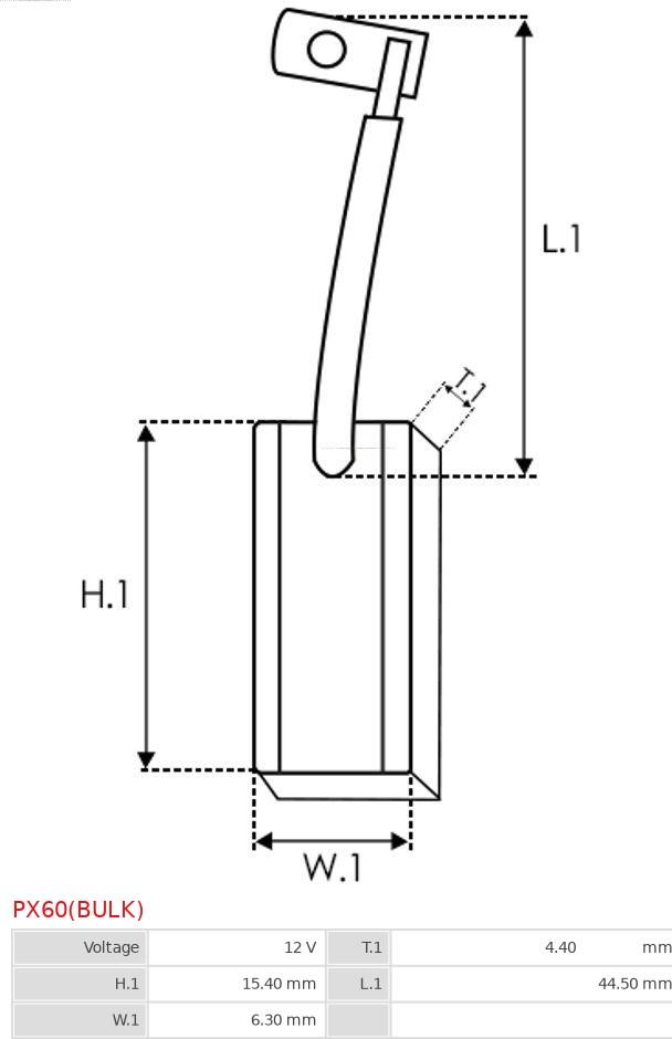 AS-PL PX60(BULK) - Вугільна щітка, генератор autocars.com.ua