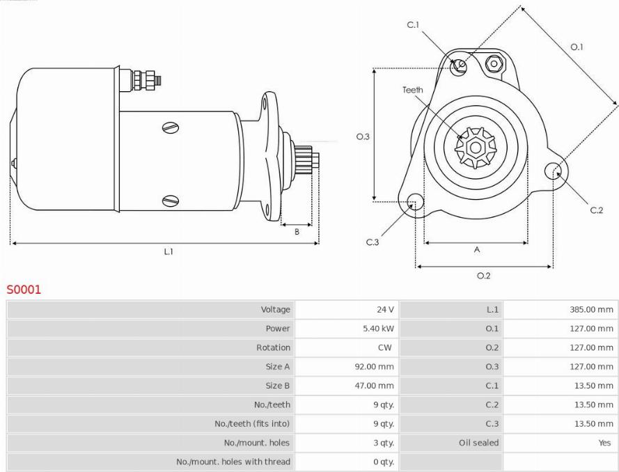 AS-PL S0001 - Стартер autocars.com.ua