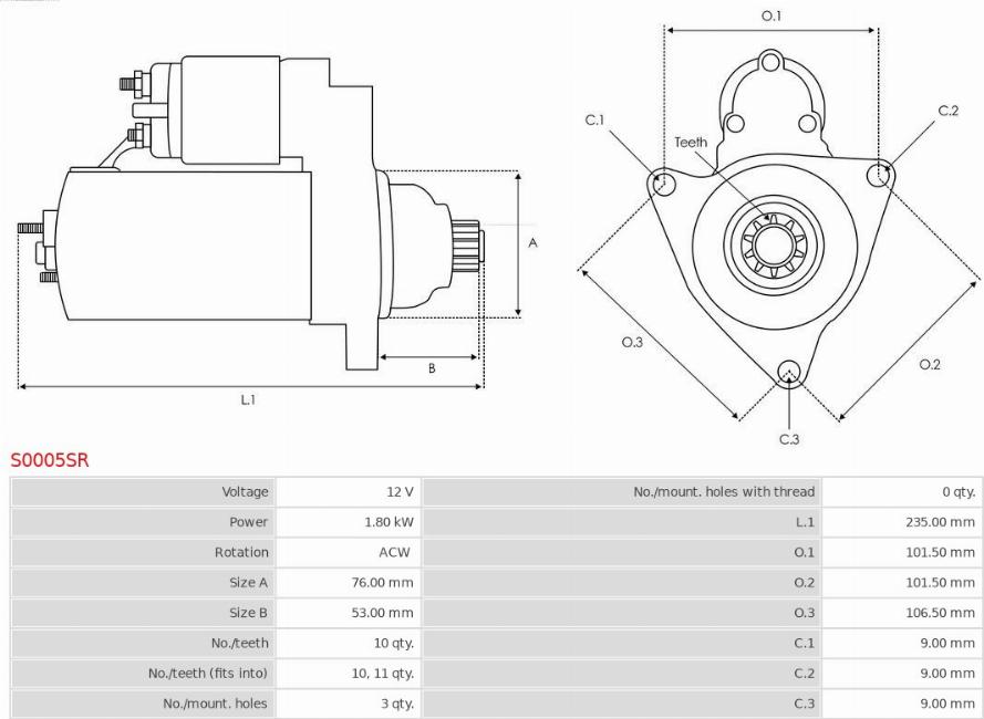 AS-PL S0005SR - Стартер avtokuzovplus.com.ua