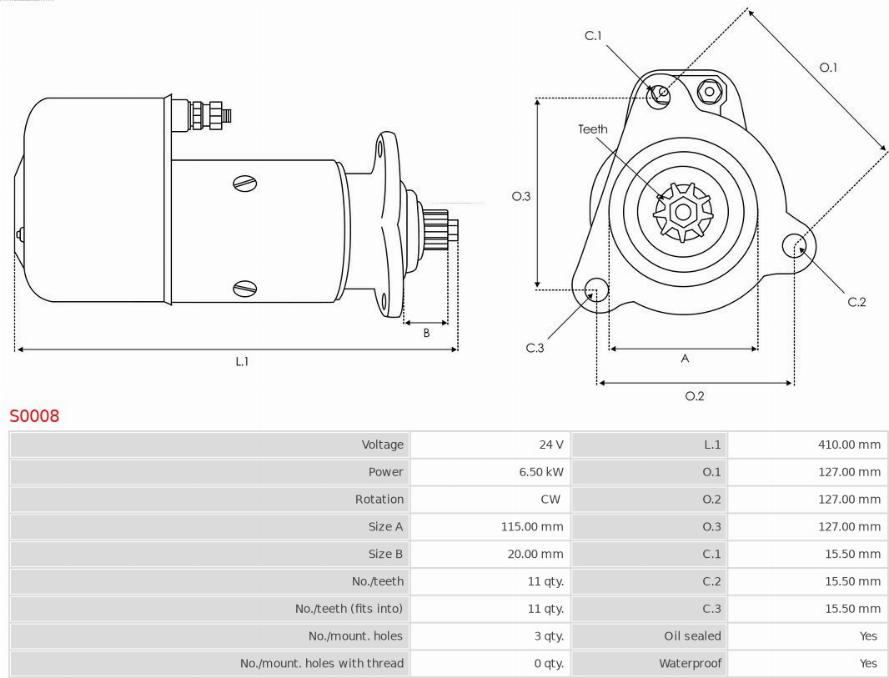 AS-PL S0008 - Стартер avtokuzovplus.com.ua