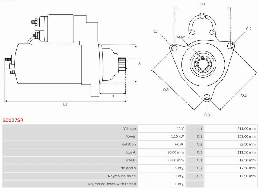 AS-PL S0027SR - Стартер autocars.com.ua