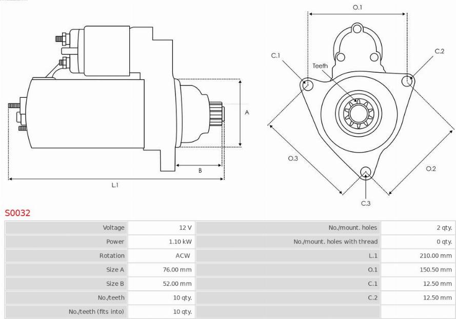 AS-PL S0032 - Стартер autodnr.net