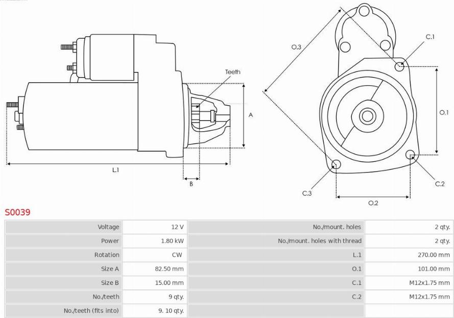 AS-PL S0039 - Стартер autocars.com.ua