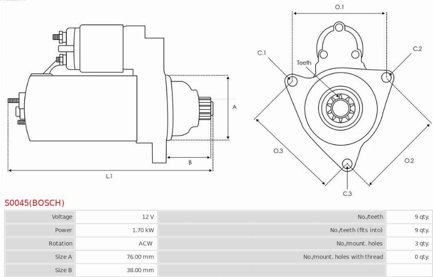 AS-PL S0045(BOSCH) - Стартер avtokuzovplus.com.ua