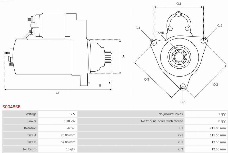 AS-PL S0048SR - Стартер avtokuzovplus.com.ua