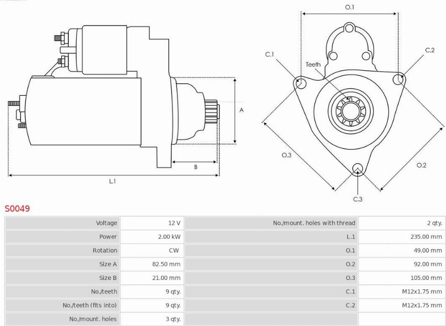 AS-PL S0049 - Стартер autodnr.net