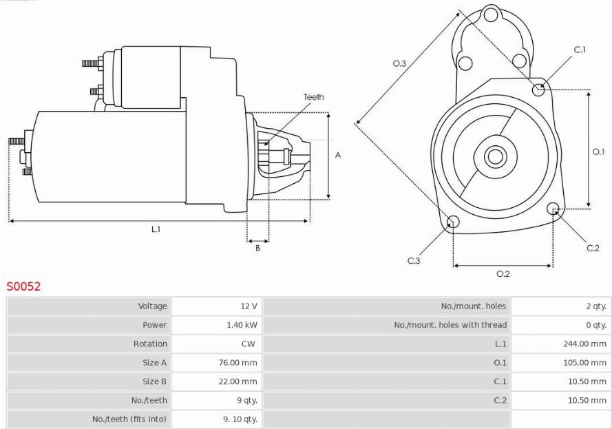 AS-PL S0052 - Стартер avtokuzovplus.com.ua