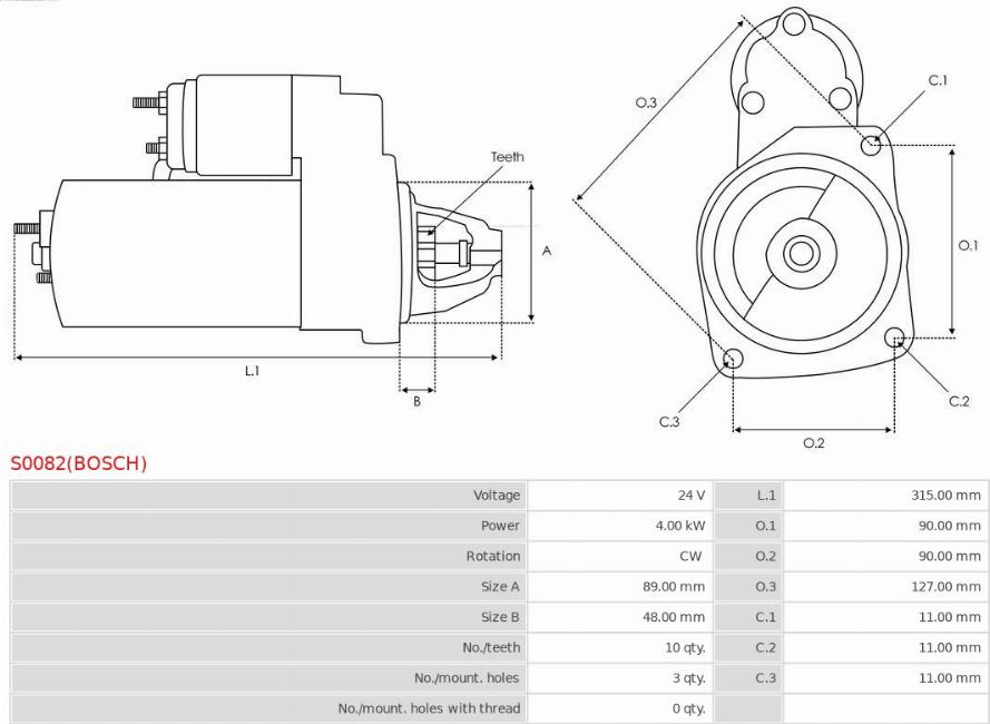 AS-PL S0082(BOSCH) - Стартер autocars.com.ua