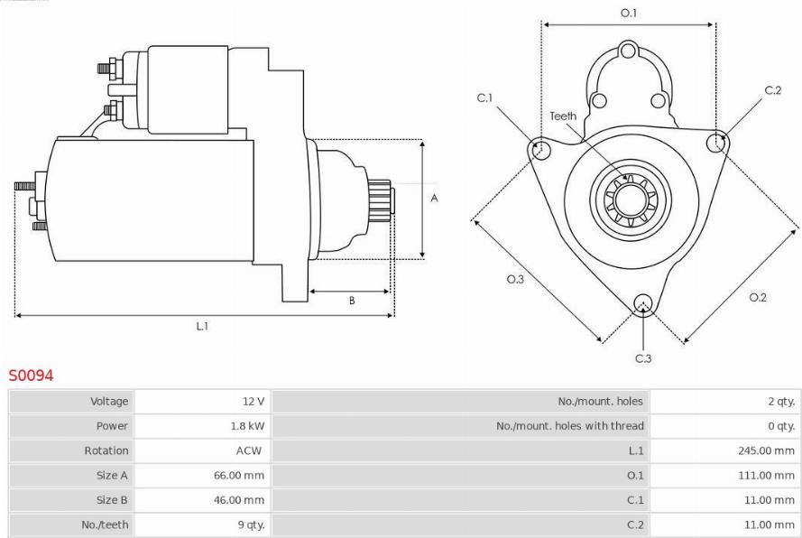 AS-PL S0094 - Стартер avtokuzovplus.com.ua