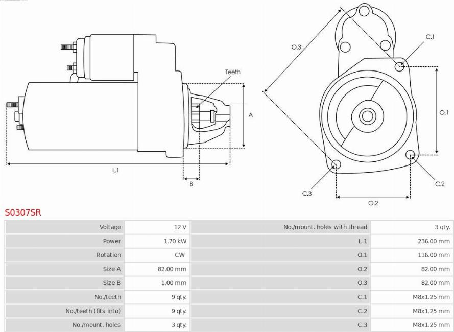 AS-PL S0307SR - Стартер autocars.com.ua