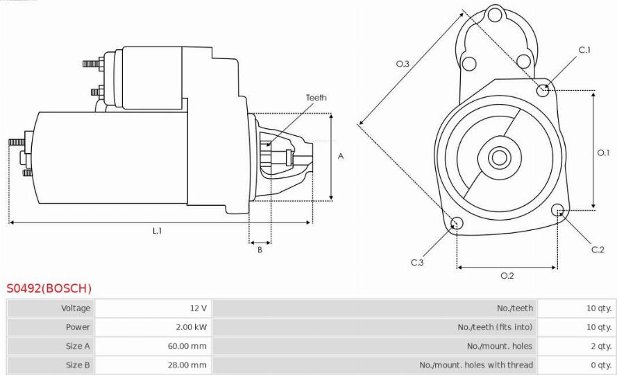 AS-PL S0492(BOSCH) - Стартер avtokuzovplus.com.ua