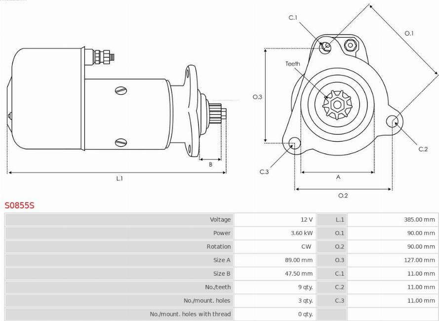 AS-PL S0855S - Стартер avtokuzovplus.com.ua