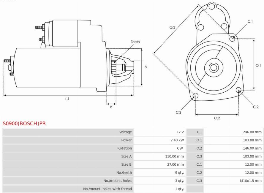 AS-PL S0900(BOSCH)PR - Стартер avtokuzovplus.com.ua