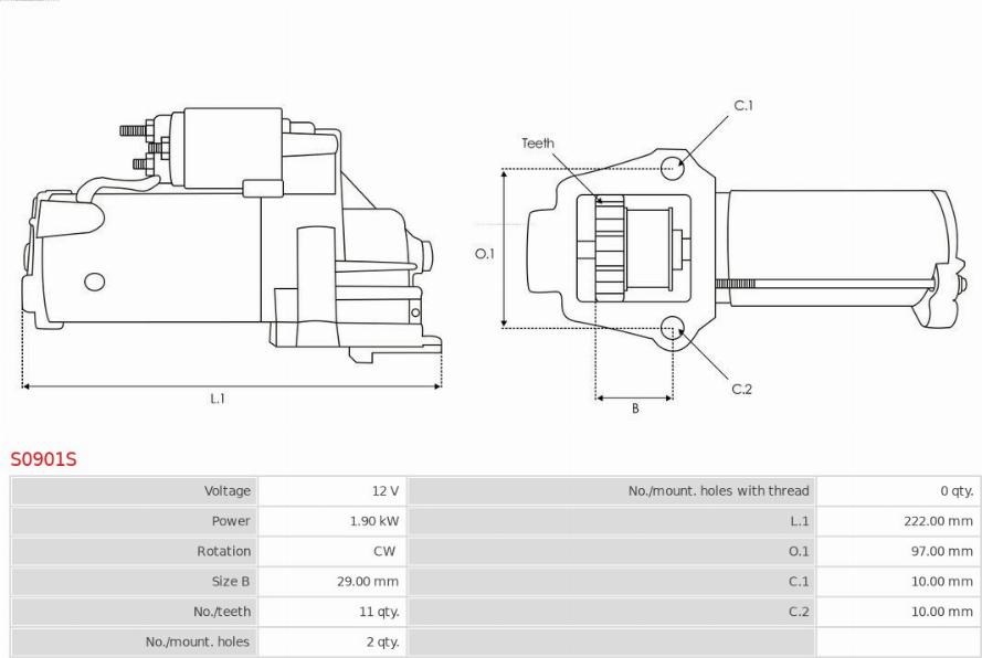 AS-PL S0901S - Стартер avtokuzovplus.com.ua