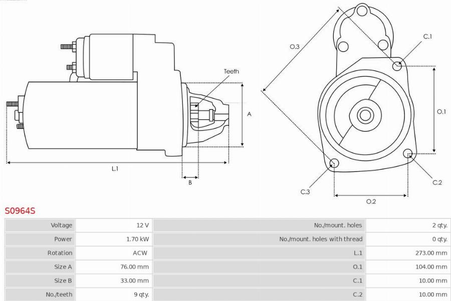 AS-PL S0964S - Стартер autodnr.net