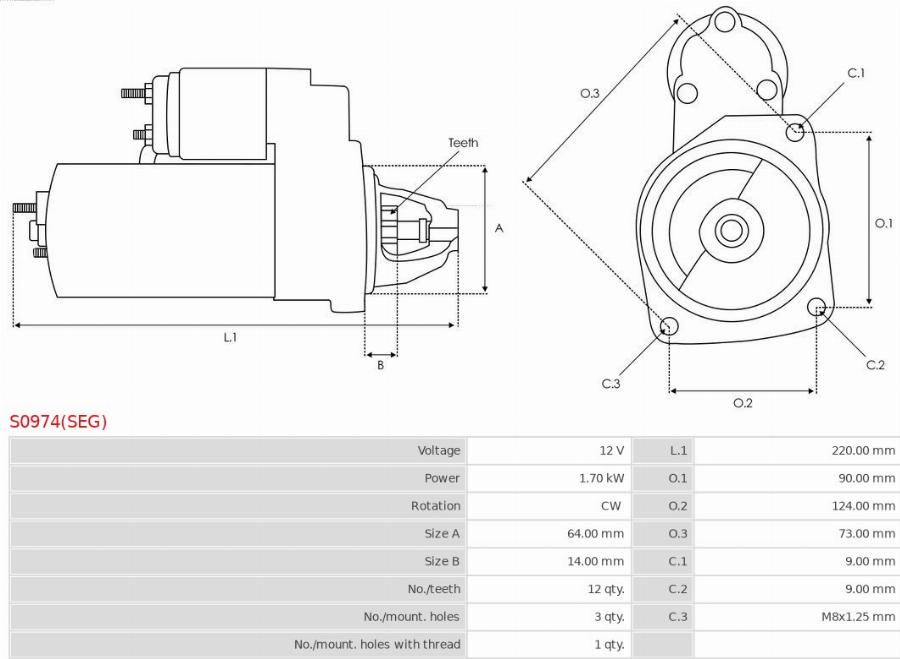 AS-PL S0974(SEG) - Стартер autocars.com.ua